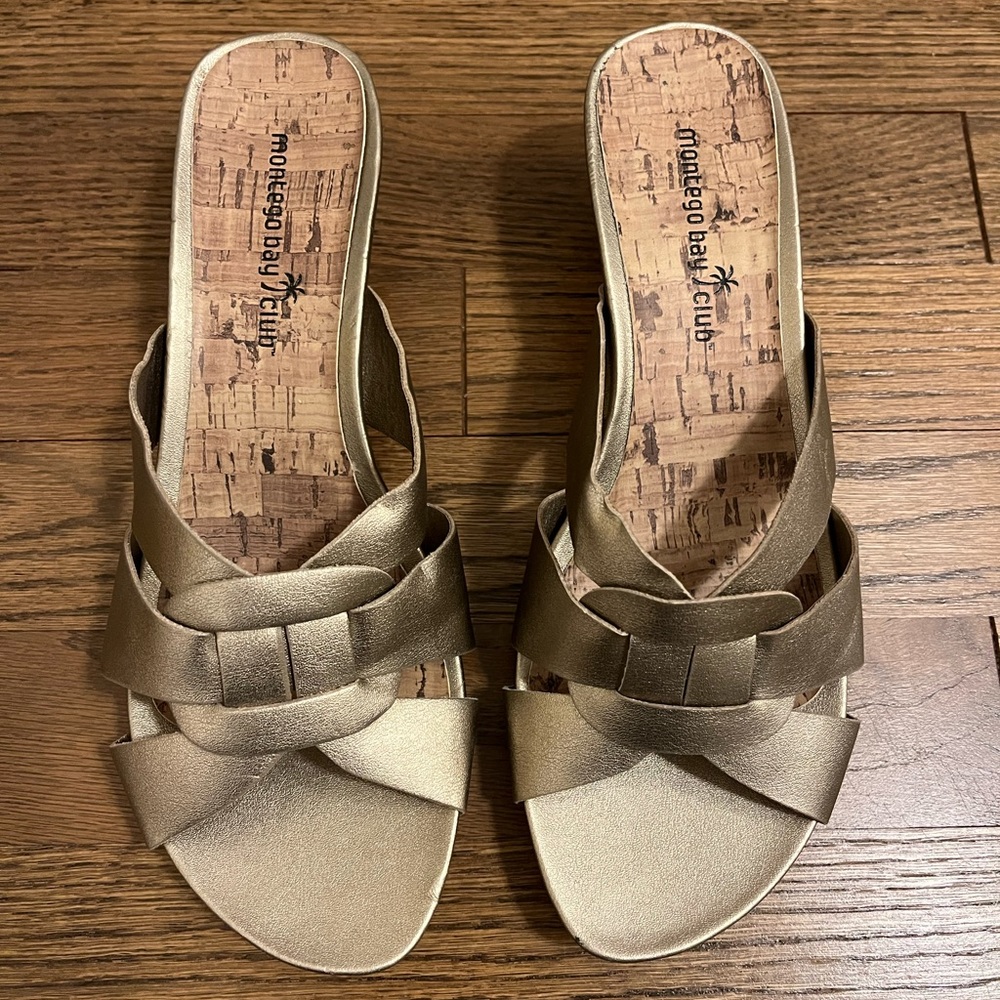Gold Slip On Wedges